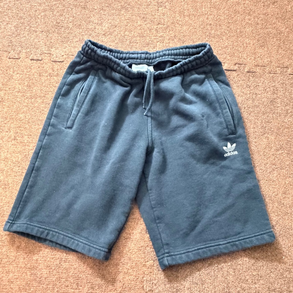 Adidas Originals Mens Trefoil Fleece Shorts Black Small Drawstring Pockets